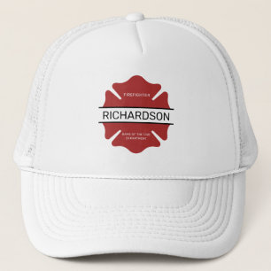 Personalized Firefighter Red Logo Symbol Trucker Hat