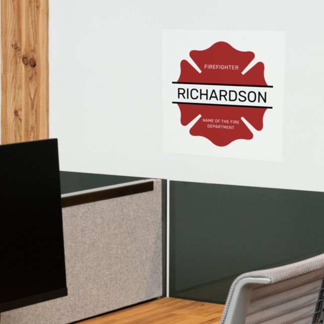 Personalized Firefighter Red Logo Symbol  Wall Decal (Office 2)