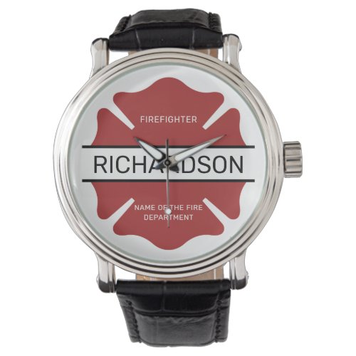 Personalized Firefighter Red Logo Symbol  Watch