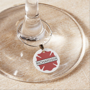 Personalized Firefighter Red Logo Symbol Wine Charm