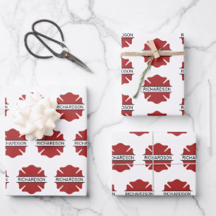 Personalized Firefighter Red Logo Symbol  Wrapping Paper Sheets