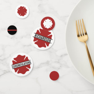 Personalized Firefighter Red Logo Thin Red Line Confetti