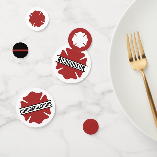 Personalized Firefighter Red Logo Thin Red Line Confetti (Group)