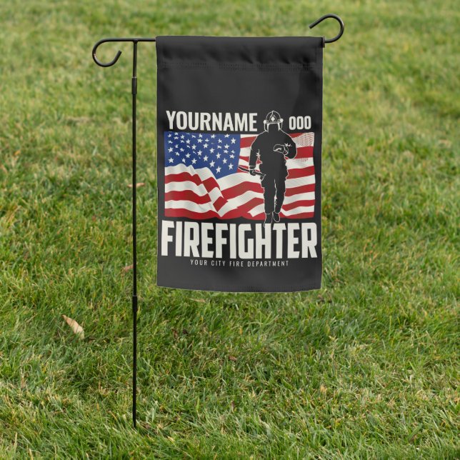 Personalized Firefighter Rescue USA Flag Patriotic (In SItu)