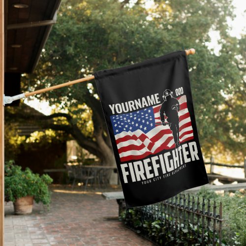Personalized Firefighter Rescue USA Flag Patriotic