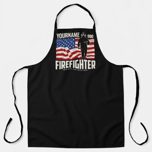Personalized Firefighter Rescue USA Flag Patriotic Apron