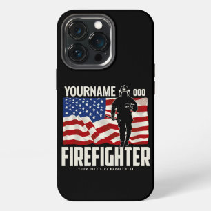 Personalized Firefighter Rescue USA Flag Patriotic iPhone 13 Pro Case