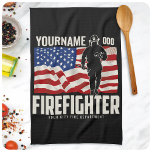 Personalized Firefighter Rescue USA Flag Patriotic Kitchen Towel<br><div class="desc">Personalize this truly unique,  one-of-a-kind Custom Fire Fighter Fireman featuring American Flag Design. Personalized with your Name,  Number and Location! Perfect gift for that special person in your life!</div>
