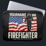 Personalized Firefighter Rescue USA Flag Patriotic Laptop Sleeve<br><div class="desc">Personalize this truly unique,  one-of-a-kind Custom Fire Fighter Fireman featuring American Flag Design. Personalized with your Name,  Number and Location! Perfect gift for that special person in your life!</div>