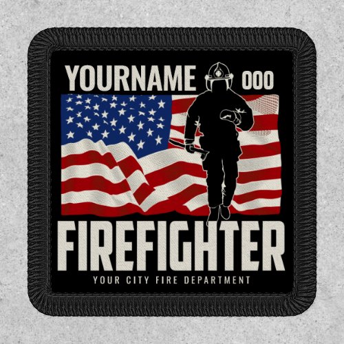 Personalized Firefighter Rescue USA Flag Patriotic Patch
