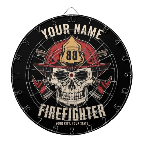 Personalized Firefighter Skull Fireman Fire Dept D Dart Board