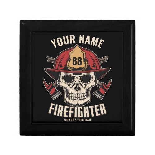 Personalized Firefighter Skull Fireman Fire Dept  Gift Box