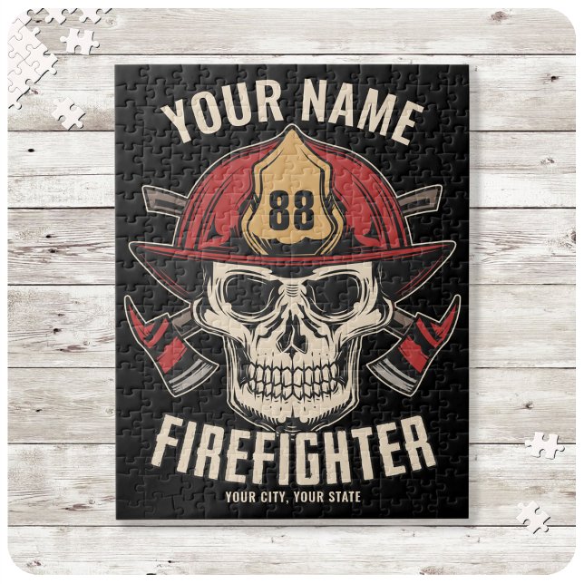 Personalized Firefighter Skull Fireman Fire Dept  Jigsaw Puzzle (Creator Uploaded)