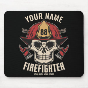 Personalized Firefighter Skull Fireman Fire Dept Mouse Pad