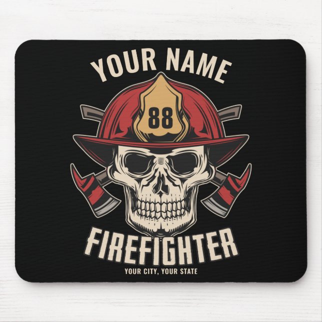 Personalized Firefighter Skull Fireman Fire Dept  Mouse Pad (Front)