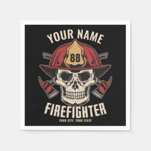 Personalized Firefighter Skull Fireman Fire Dept Napkins