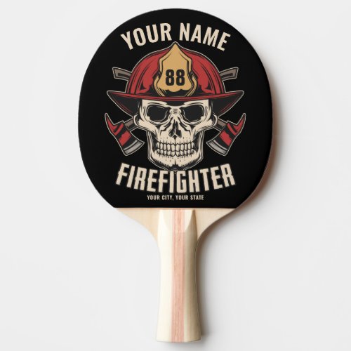 Personalized Firefighter Skull Fireman Fire Dept  Ping Pong Paddle