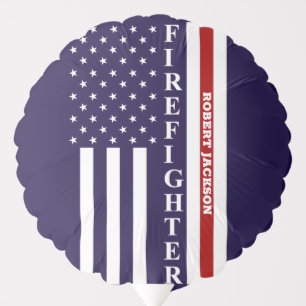 Personalized Firefighter Stars and Stripes Flag Balloon