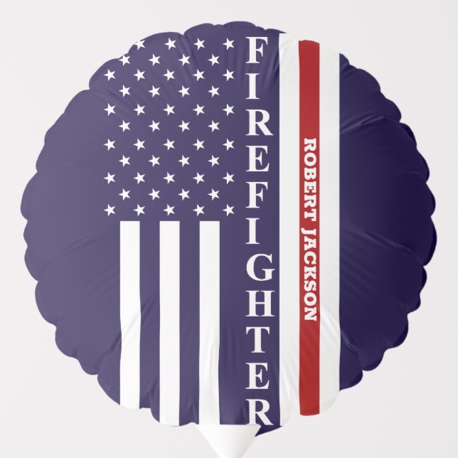Personalized Firefighter Stars and Stripes Flag   Balloon (Front)