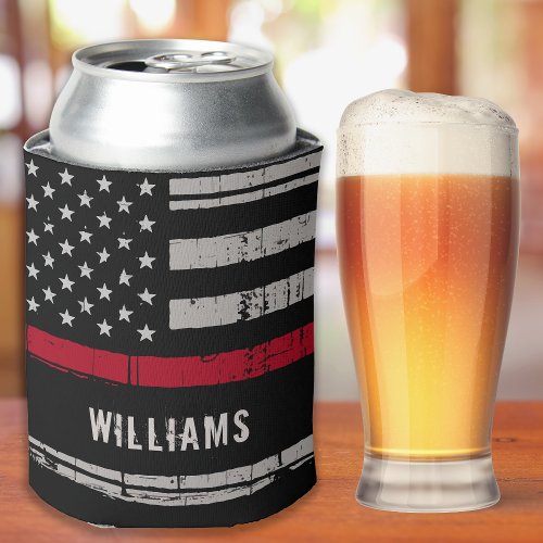 Personalized Firefighter Thin Red Line Can Cooler