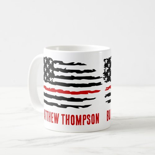 Personalized Firefighter Thin Red Line Coffee Mug