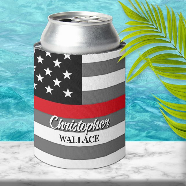 Personalized Firefighter Thin Red Line Custom Can Cooler (Creator Uploaded)