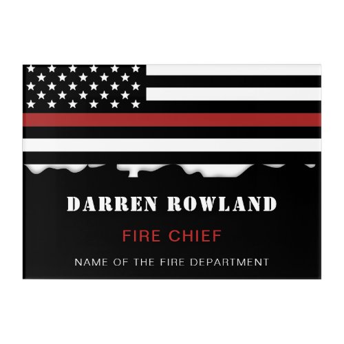 Personalized Firefighter Thin Red Line Fire Rescue Acrylic Print