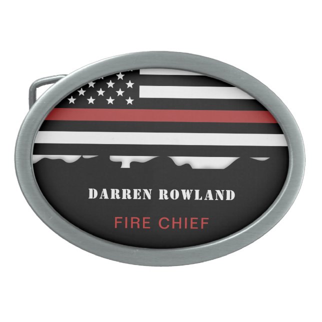 Personalized Firefighter Thin Red Line Fire Rescue Belt Buckle (Front)