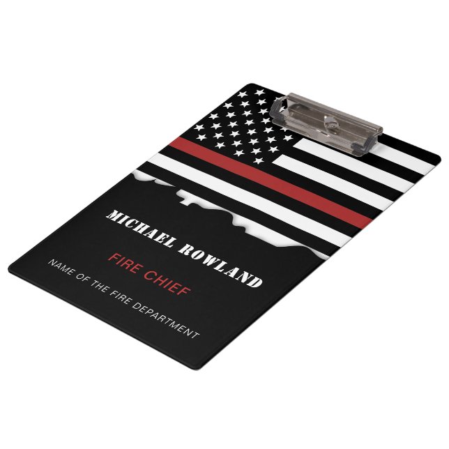 Personalized Firefighter Thin Red Line Fire Rescue Clipboard (Angled)