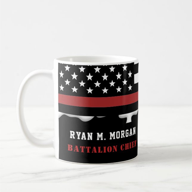 Personalized Firefighter Thin Red Line Fire Rescue Coffee Mug (Left)