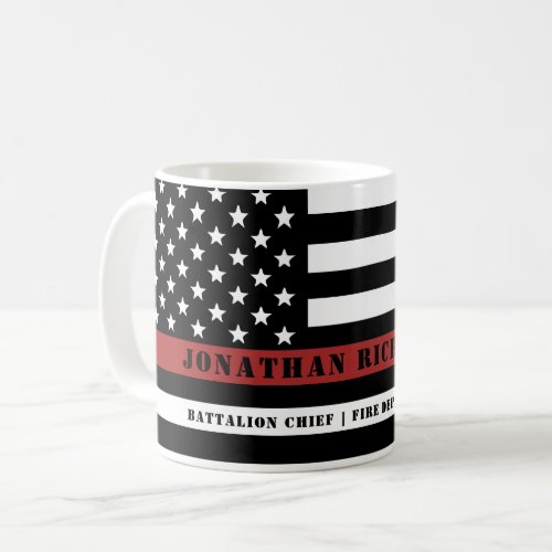 Personalized Firefighter Thin Red Line Fire Rescue Coffee Mug