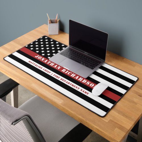 Personalized Firefighter Thin Red Line Fire Rescue Desk Mat