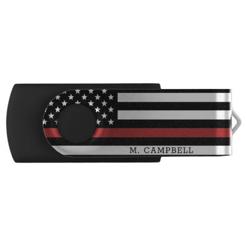 Personalized Firefighter Thin Red Line Fire Rescue Flash Drive