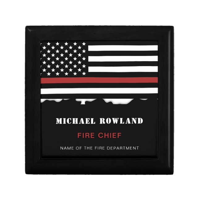 Personalized Firefighter Thin Red Line Fire Rescue Gift Box (Front)