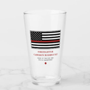 Personalized Firefighter Thin Red Line Fire Rescue Glass