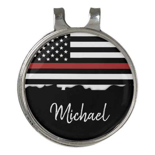 Personalized Firefighter Thin Red Line Fire Rescue Golf Hat Clip