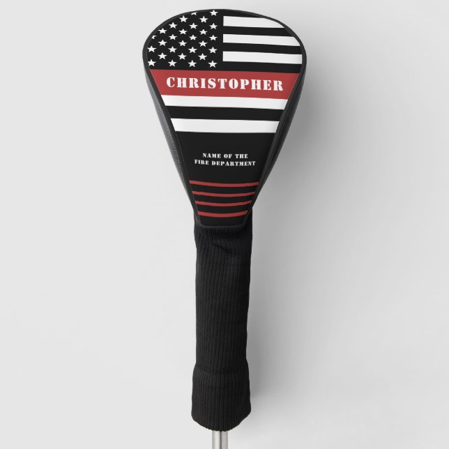 Personalized Firefighter Thin Red Line Fire Rescue Golf Head Cover (Front)