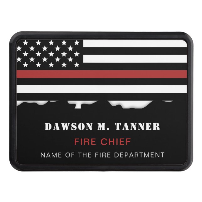 Personalized Firefighter Thin Red Line Fire Rescue Hitch Cover (Front)