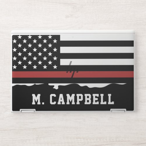 Personalized Firefighter Thin Red Line Fire Rescue HP Laptop Skin