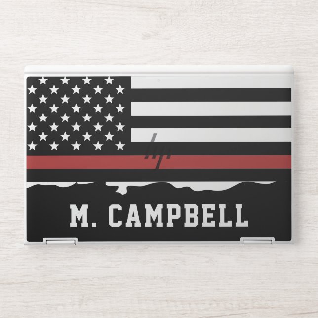 Personalized Firefighter Thin Red Line Fire Rescue HP Laptop Skin (Front)