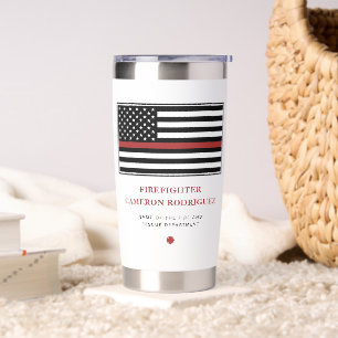 Personalized Firefighter Thin Red Line Fire Rescue Insulated Tumbler