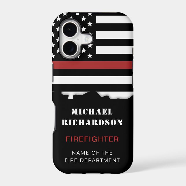 Personalized Firefighter Thin Red Line Fire Rescue Iphone Case (Back)