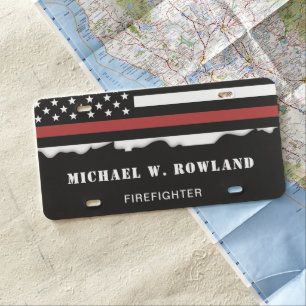 Personalized Firefighter Thin Red Line Fire Rescue License Plate