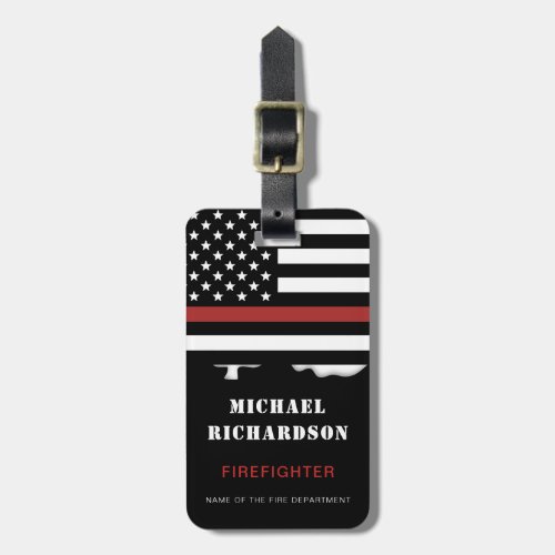 Personalized Firefighter Thin Red Line Fire Rescue Luggage Tag