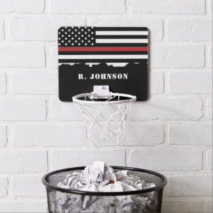 Personalized Firefighter Thin Red Line Fire Rescue Mini Basketball Hoop