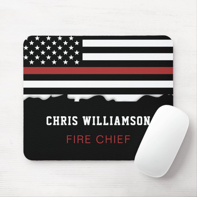 Personalized Firefighter Thin Red Line Fire Rescue Mouse Pad (With Mouse)