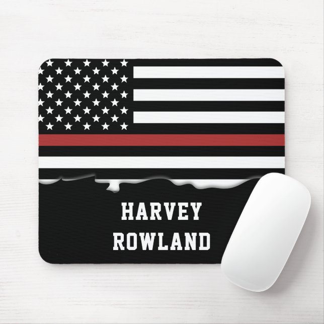 Personalized Firefighter Thin Red Line Fire Rescue Mouse Pad (With Mouse)