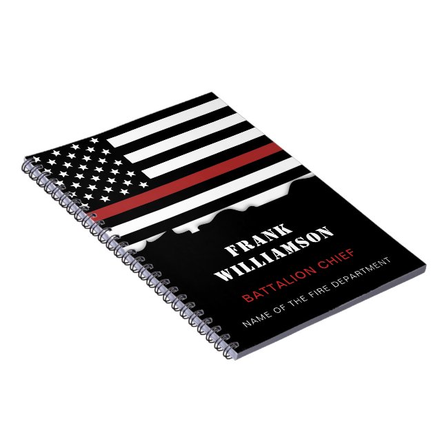 Personalized Firefighter Thin Red Line Fire Rescue Notebook (Right Side)