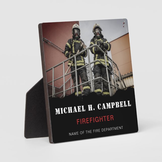 Personalized Firefighter Thin Red Line Fire Rescue Plaque (Front)