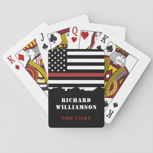 Personalized Firefighter Thin Red Line Fire Rescue Playing Cards